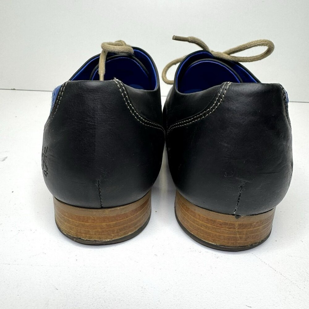 John Fluevog Deep Blue Navy Leather Lace-Up Ocford with Blue Lining - Picture 5 of 10